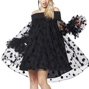 Gracia Mesh Polka Dot Layered Dress